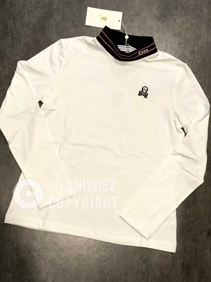 【良品】MARK&LONA モックネック長袖T 白 38 レディースゴルフ ☆秋冬レディース☆MARK＆LONA☆マークアンドロナ☆長袖モックネック裏