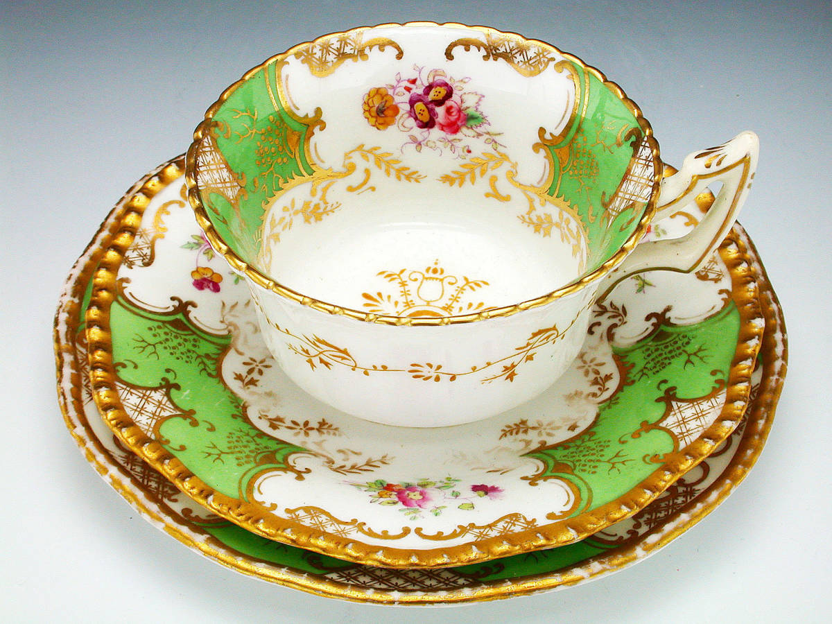 英国製アンティーク 1880年代 コールポート 金彩コバルト 名窯【稀少品
