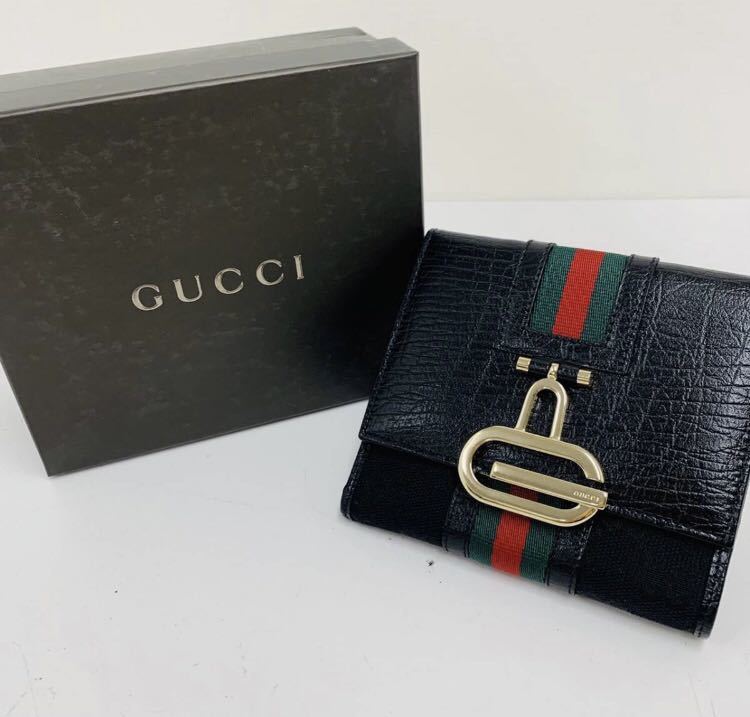 GUCCI シェリーライン GG柄 Gモチーフ ブラック 折財布 131849 GUCCI シェリーライン GG柄 Gモチーフ ブラック 折財布 131849