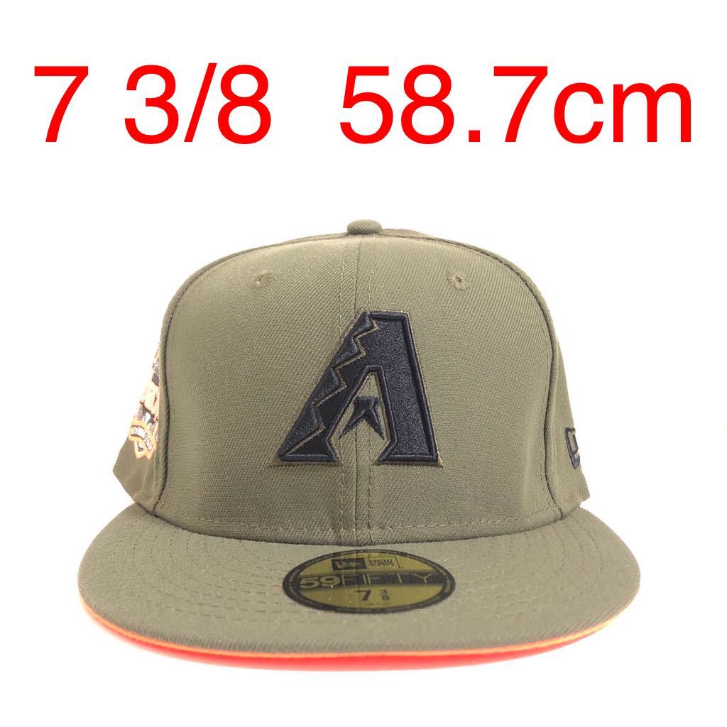 新品 New Era ツバ裏オレンジ 59FIFTY Diamondbacks Olive Cap Orange Under Visor 7 3/8 58.7 ニューエラ ダイアモンドバックス キャップ