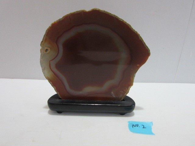 瑪瑙 断面 輪切り 原石 鑑賞石 飾り石 置物 メノウ2点まとめ売り