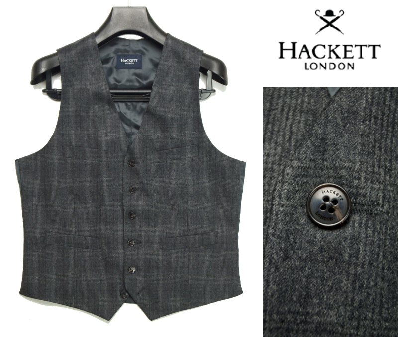 バーバリーロンドン　ダウンベスト　チェック　グレー　38 （S〜M） 未使用・秋冬】ハケット ロンドン HACKETT LONDON《上質フランネル