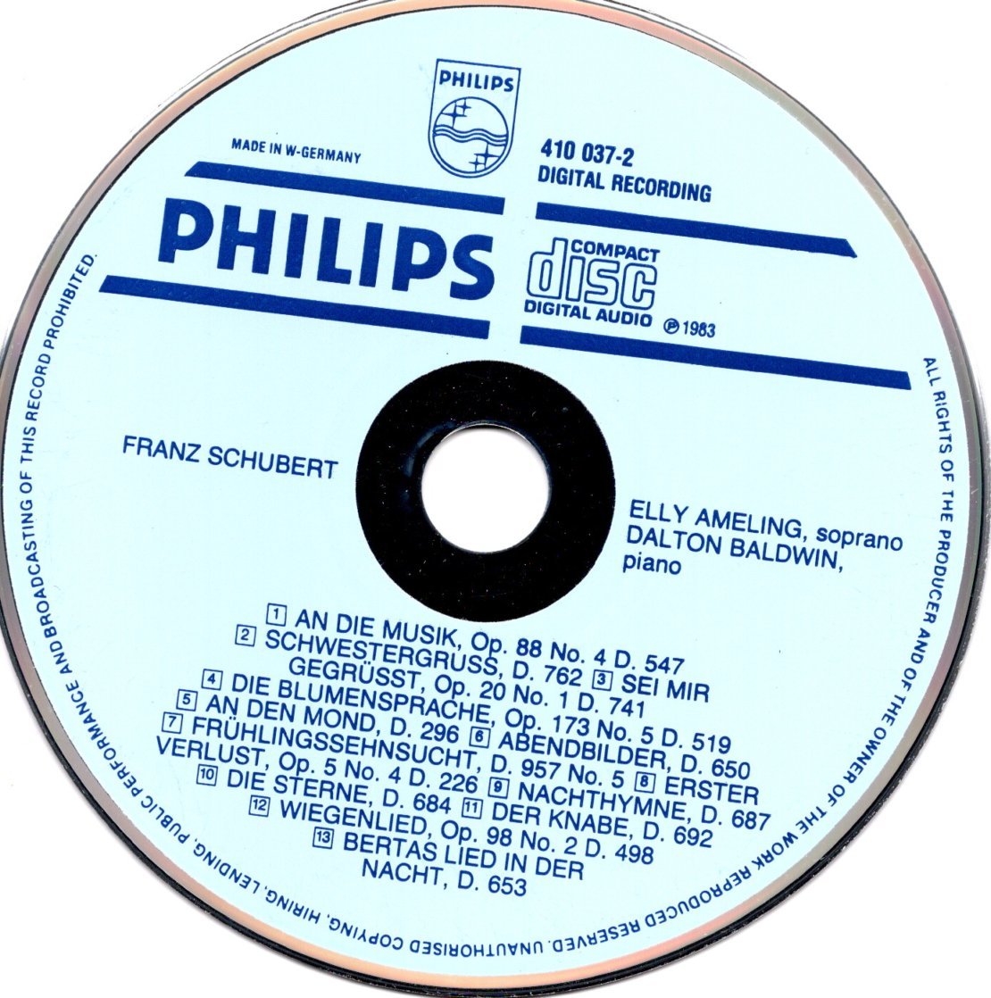 アーメリングのシューベルト歌曲集 PHILIPS 最初期青盤 西独製