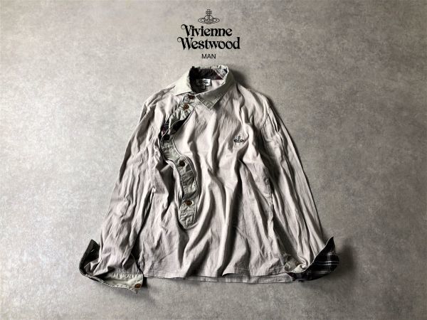 Vivienne Westwood MAN○変形斜めボタンライン オーブ刺繍シャツ 
