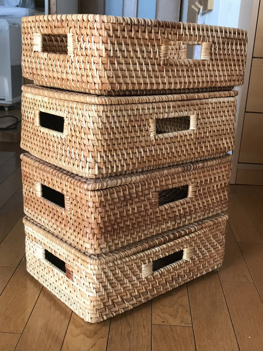 ニトリ 積み重ね ラタンバスケット ハーフサイズ ４個セット 宅急便１４０サイズ無料 バスケット かご 売買されたオークション情報 Yahooの商品情報をアーカイブ公開 オークファン Aucfan Com