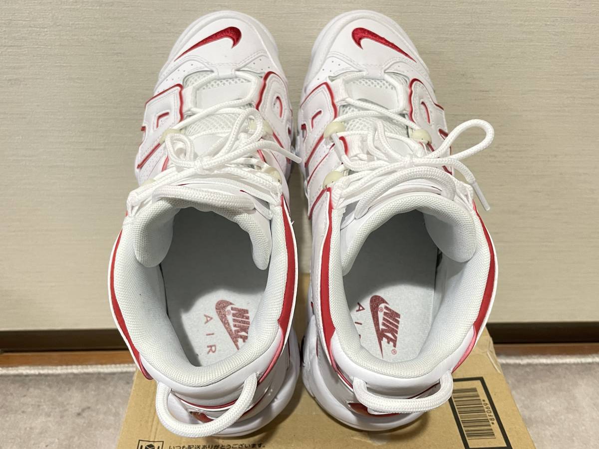 着用1回！ナイキ☆NIKE☆エアモアアップテンポ☆モアテン☆白赤☆27cm 