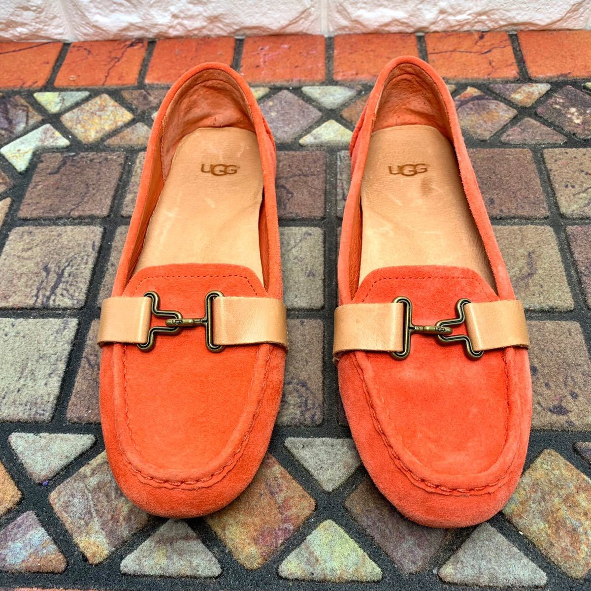 UGG アグ モカシン スリッポン スエード 金具 オレンジ UK4.5 23cm