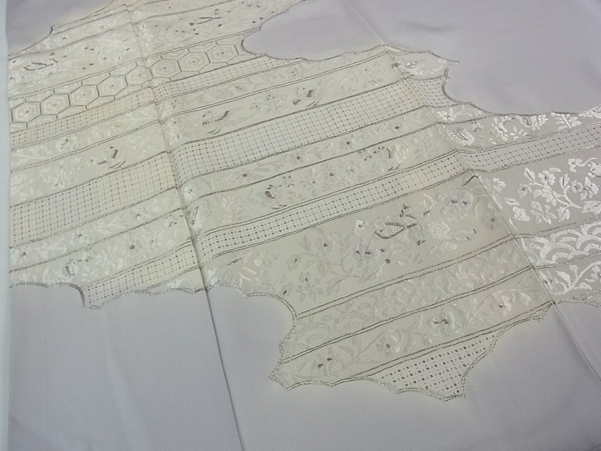 花美人着物■極上　中国三大刺繍　スワトウ刺繍　汕頭刺繍　総刺繍　訪問着　狩猟文　暈し染め　銀糸　逸品　eee425