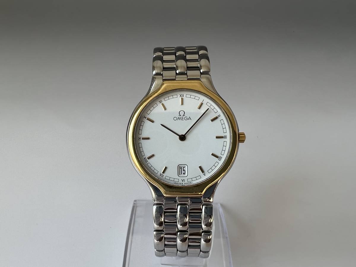 Y19稼働品 OMEGA オメガ デビル 腕時計 コンビ QZ クオーツ ホワイト 