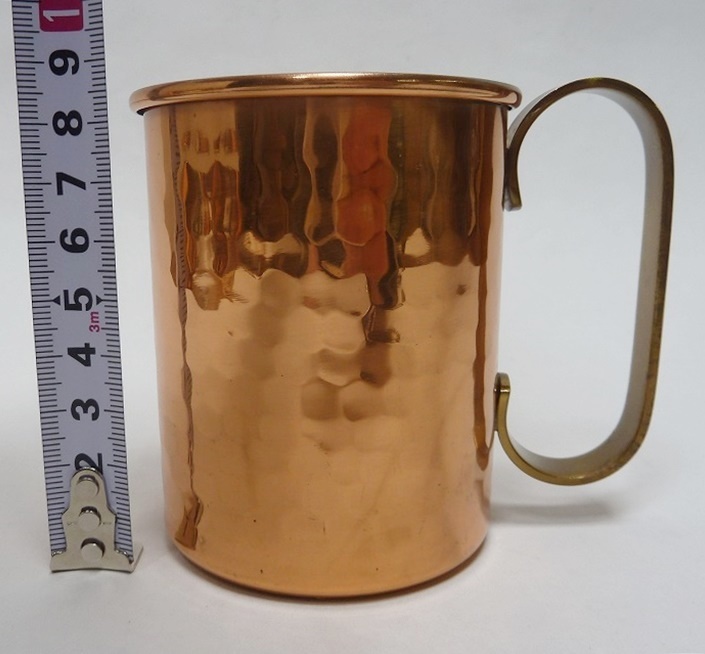 70-80s ヴィンテージ 未使用 コッパー マグカップ 5客 銅製 槌目 ☆BM)Happy Life/銅製 マグカップ 5客(1027-①)槌目 300ml コッパー
