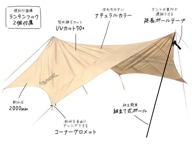 1円スタート 廃盤希少 DOD ナチュラルタープ タンカラー TT5-473