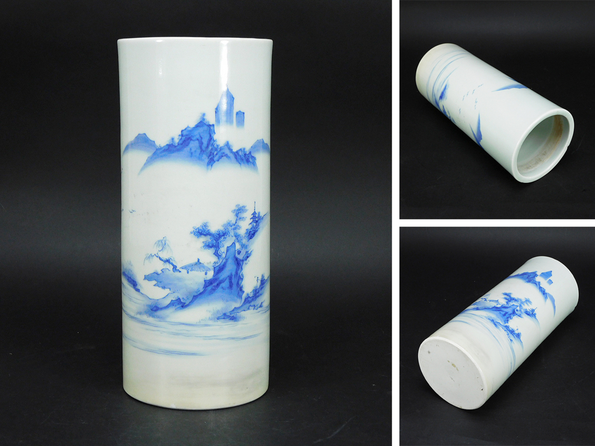染付    風景の図     花器     江戸時代作 染付 - 大皿 風景図 towi 染付皿 染付山水風景 風景の図