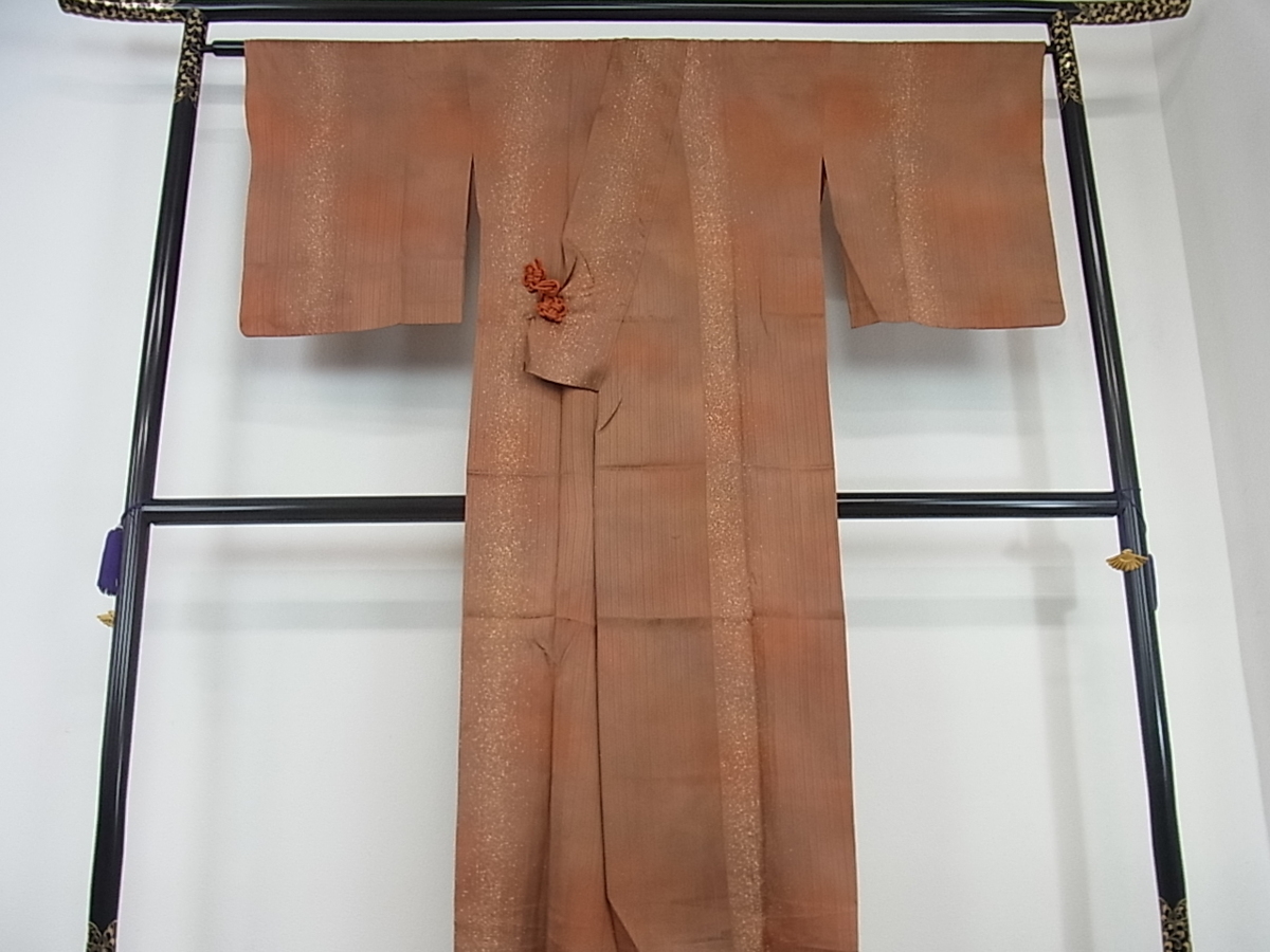 平和屋着物□雨コート 和装コート ロング丈 間道 暈し染め 逸品 ch1286