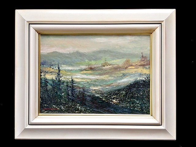 3Q売切！税無し☆相原吉夫□油彩□山□風景画□F4号□額装□絵画□現状