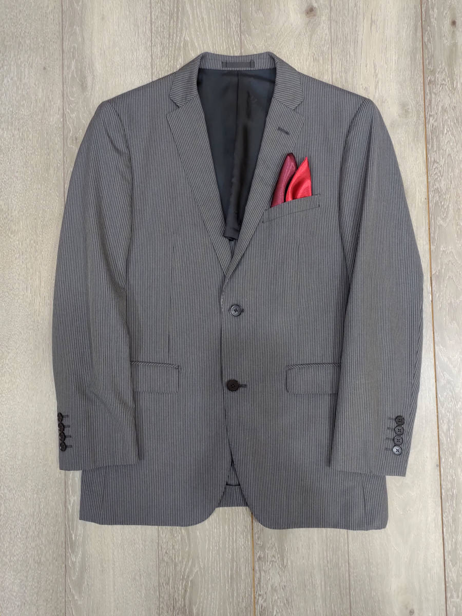 バーバリー スーツ 上下 セットアップ シルク混 40R ストライプ 日本製 上下セットアップ】BURBERRY BLACK LABEL Stripe バーバリー スーツ