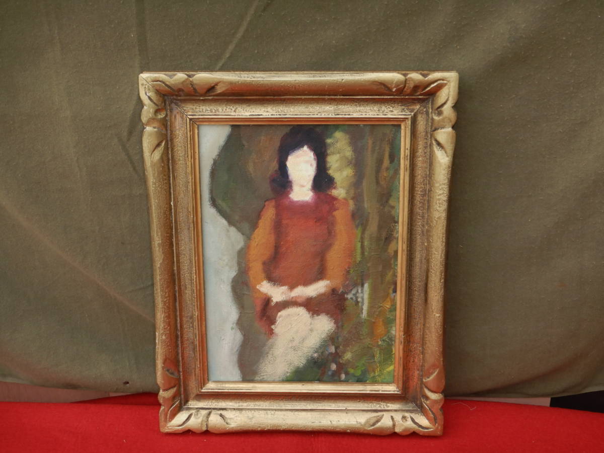 油彩画 公式通販 額付き 抽象画 油絵 木製フレーム 女性の横顔 絵画 人物