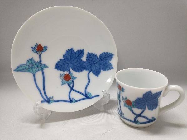 人間国宝 十三代 今右衛門 デミタス カップ&ソーサー 錦苺絵珈琲