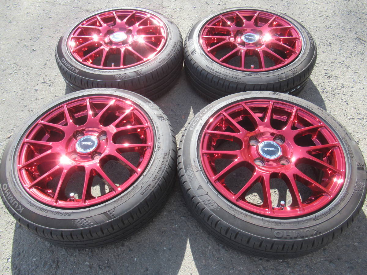 中古タイヤ☆155/55-14 155/55R14 クムホ HS51 BS TOPRUN レッドクリア 