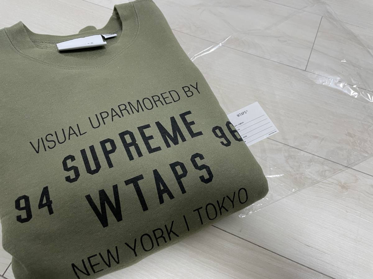 21AW WTAPS シュプリーム スウェット CREWNECK オリーブ Mサイズ 