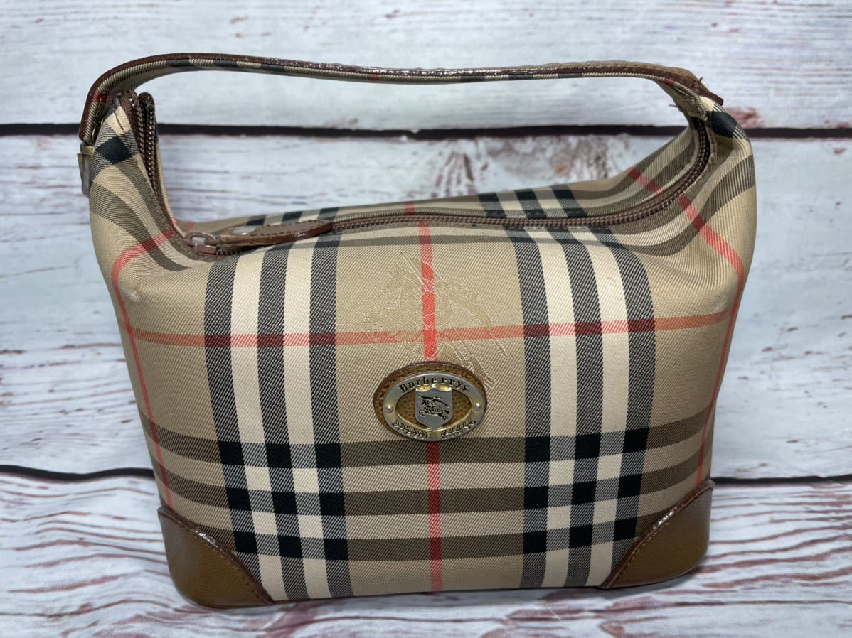 BURBERRY】ミニボストンバッグ ノバチェック×ブラウン バーバリー ノバ