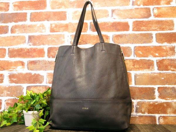 FURLA フルラ◇ゴールド金具◇カーフ レザー 本革◇トート バッグ 