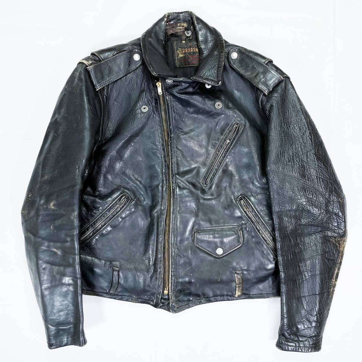 1950'S ショット schott パーフェクト リボンタグ ステアハイド ダブル