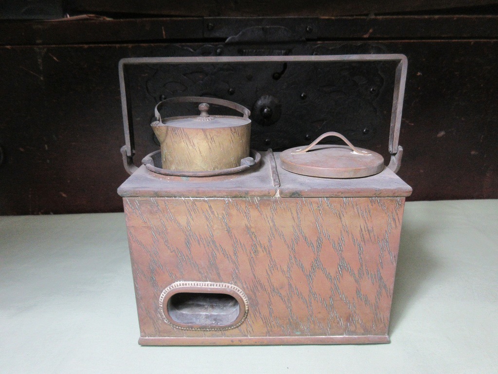 【蔵出し】古い野燗炉 かんろ 銅製 チロリ 野点 調理器具 熱燗 湯沸