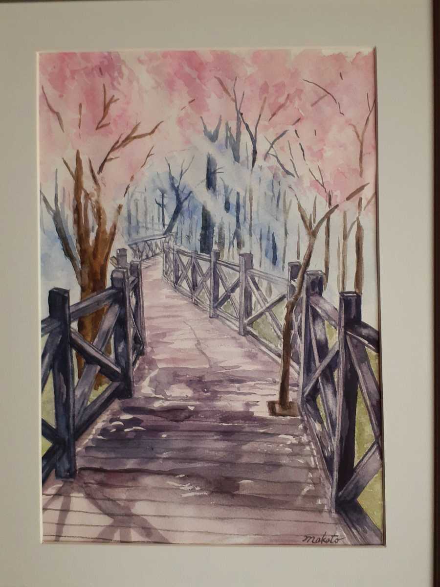 岡田佐江子『運河沿いの道 PARIS』水彩画 風景画 Yahoo!オークション