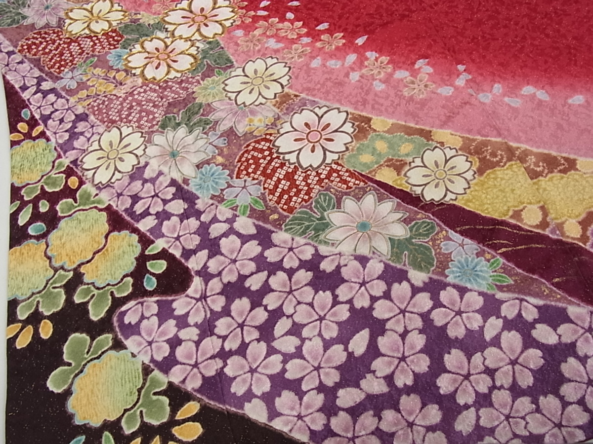 駒刺繍 逸品 金彩 花美人□豪華振袖 振袖 ds455 暈し 着物屋こころ
