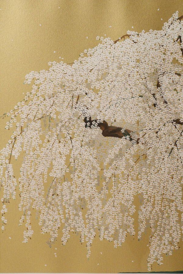 LIG】真作保証 中島千波 大作30号「久遠寺の瀧桜」リトグラフ 134／