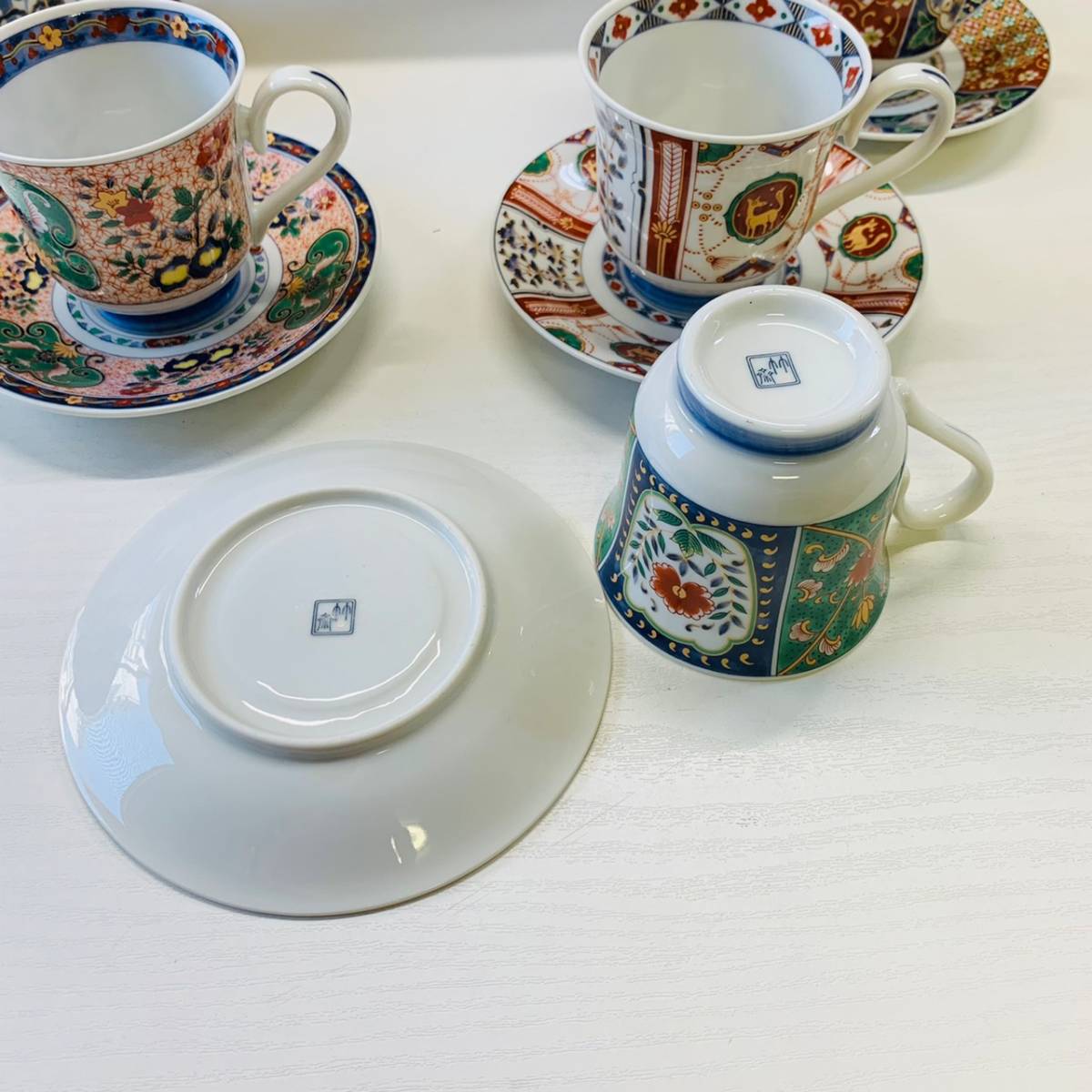 箱付】有田焼 林斎窯 絵変わりコーヒー碗皿 五客揃 Kyuyo G-