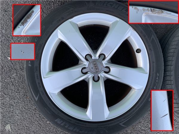 中古★アウディA6 純正ホイールとタイヤ4本SET★18インチ 8J +39 PCD112 5穴・ミシュラン 245/45R18　YHAUD-47
