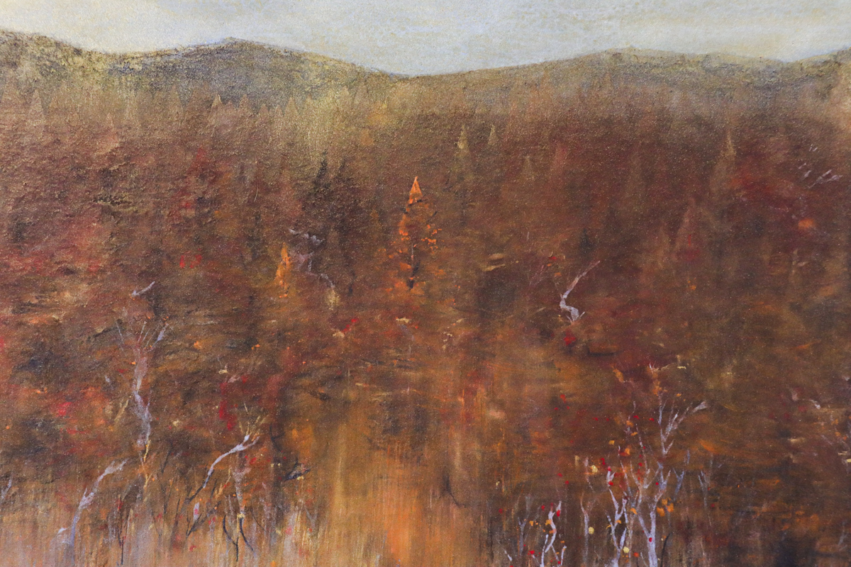 iΦ真作箱崎正秋 山湖 共シール 絵画 日本画 10号 肉筆 美術品