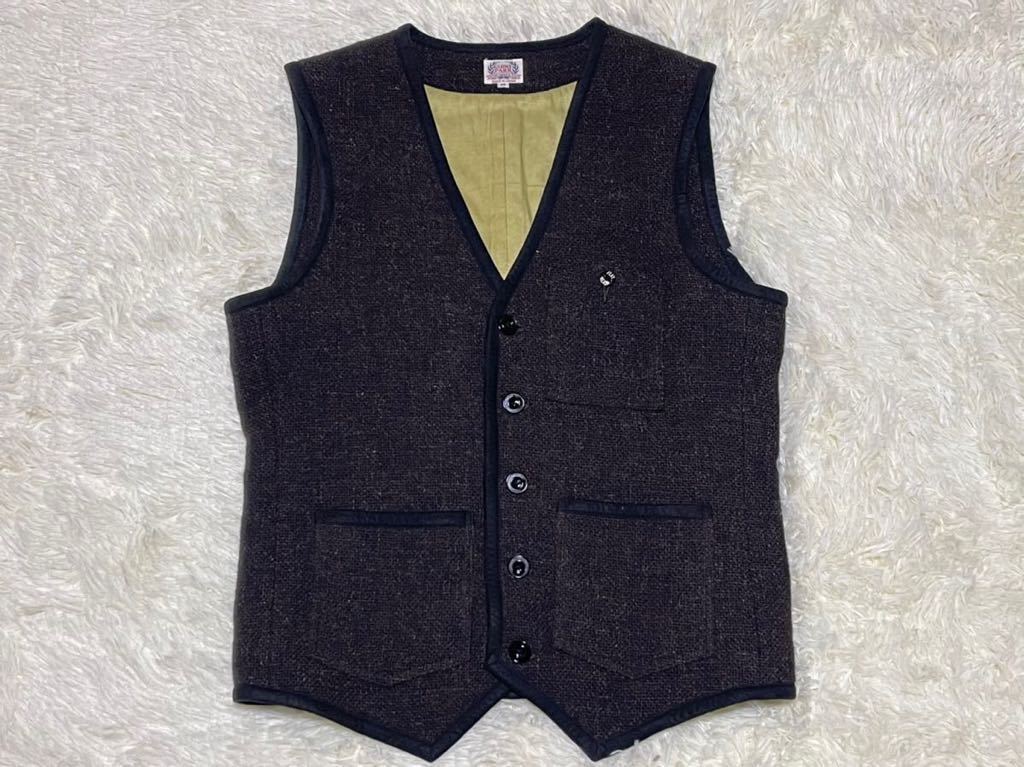 美品！フラットヘッド FLATHEAD ウールベスト　サイズ38M相当 HEAD FLAT THE BKV-01 Yahoo!オークション 牛革