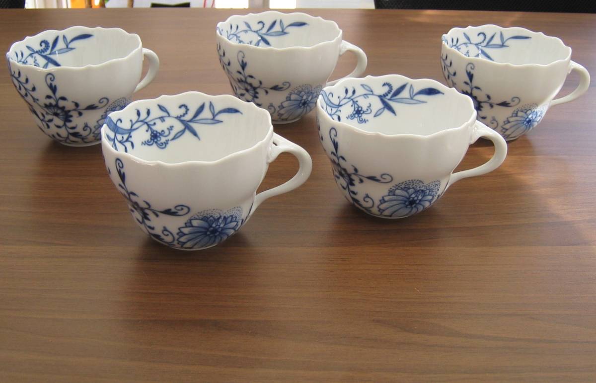 マイセン カップ＆ソーサー MEISSEN 5客 ブルーオニオン Meissen カップ 5つ花 昆虫 フワラーブーケ ◇美品◇マイセン - 5客セット カップ&amp;ソーサー ５客 U008-F5-816