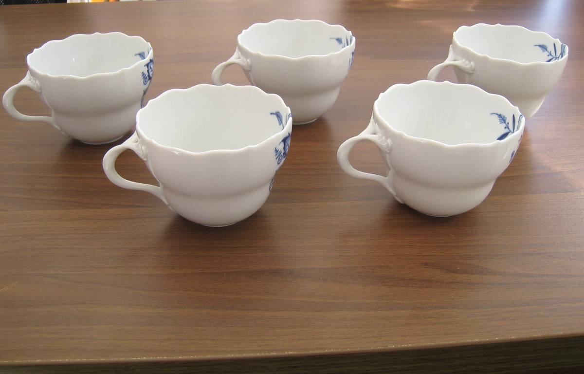 マイセン カップ＆ソーサー MEISSEN 5客 ブルーオニオン Meissen カップ 5つ花 昆虫 フワラーブーケ ◇美品◇マイセン - 5客セット カップ&amp;ソーサー ５客 U008-F5-816
