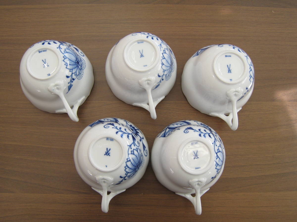 マイセン カップ＆ソーサー MEISSEN 5客 ブルーオニオン Meissen カップ 5つ花 昆虫 フワラーブーケ ◇美品◇マイセン - 5客セット カップ&amp;ソーサー ５客 U008-F5-816