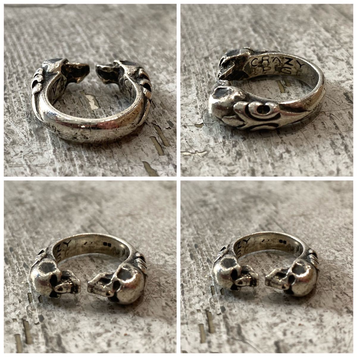 初期 CRAZY PIG クレイジーピッグ トゥー スカル チューダー リング 