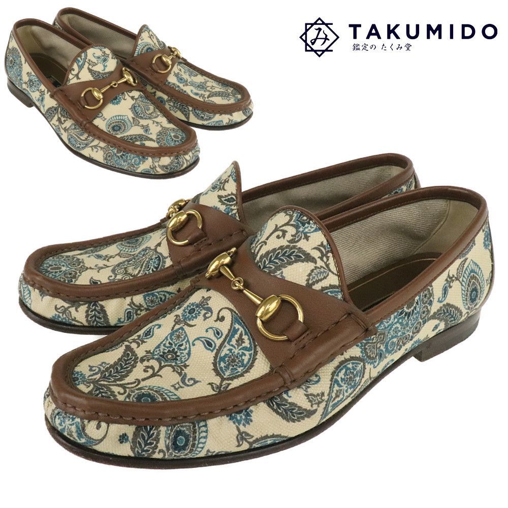  グッチ GUCCI ローファー メンズ サイズ7 1953コレクション ホースビット ペイズリー柄 キャンバス レザー ブラウン B 264006(男性用)｜売買されたオークション情報、yahooの商品情報をアーカイブ 靴