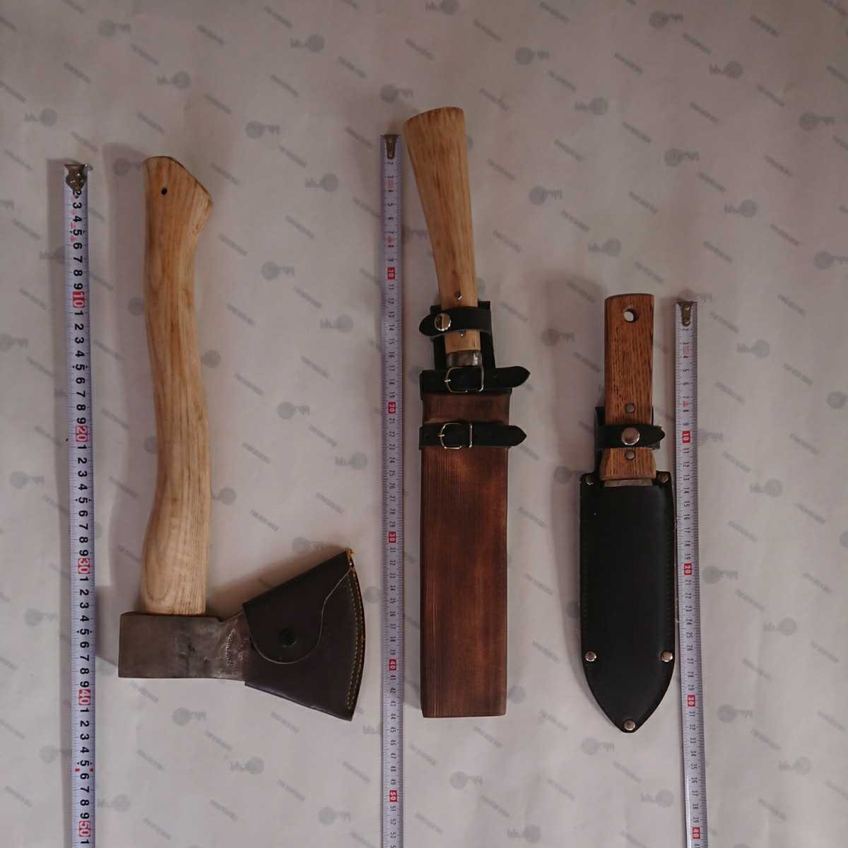 斧 鉈 レジャーナイフ 3点セット 古道具 アウトドア キャンプ DIY 