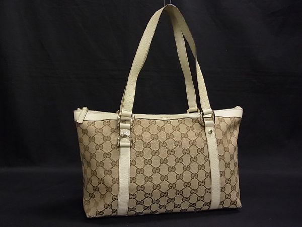 GUCCI トートバッグ 肩掛け GGキャンバス ゴールド金具 アビー 