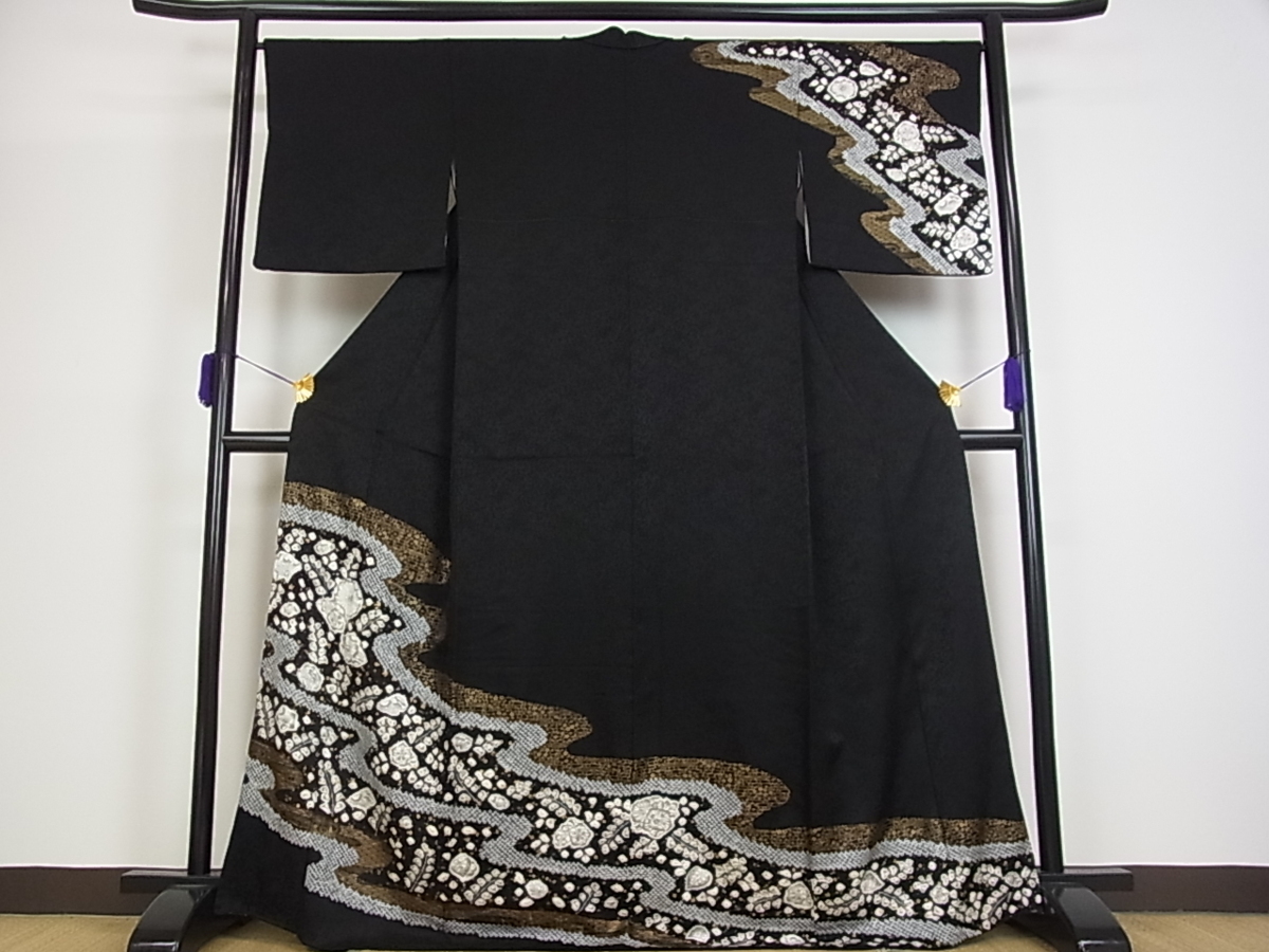 限定SALE，SALE 平和屋 極上 訪問着 辻が花 手描き 絞り 黒地 金彩 逸品s6058(仕立て上がり)｜売買されたオークション情報、yahooの商品情報をアーカイブ公開 - オークファン 仕立て上がり