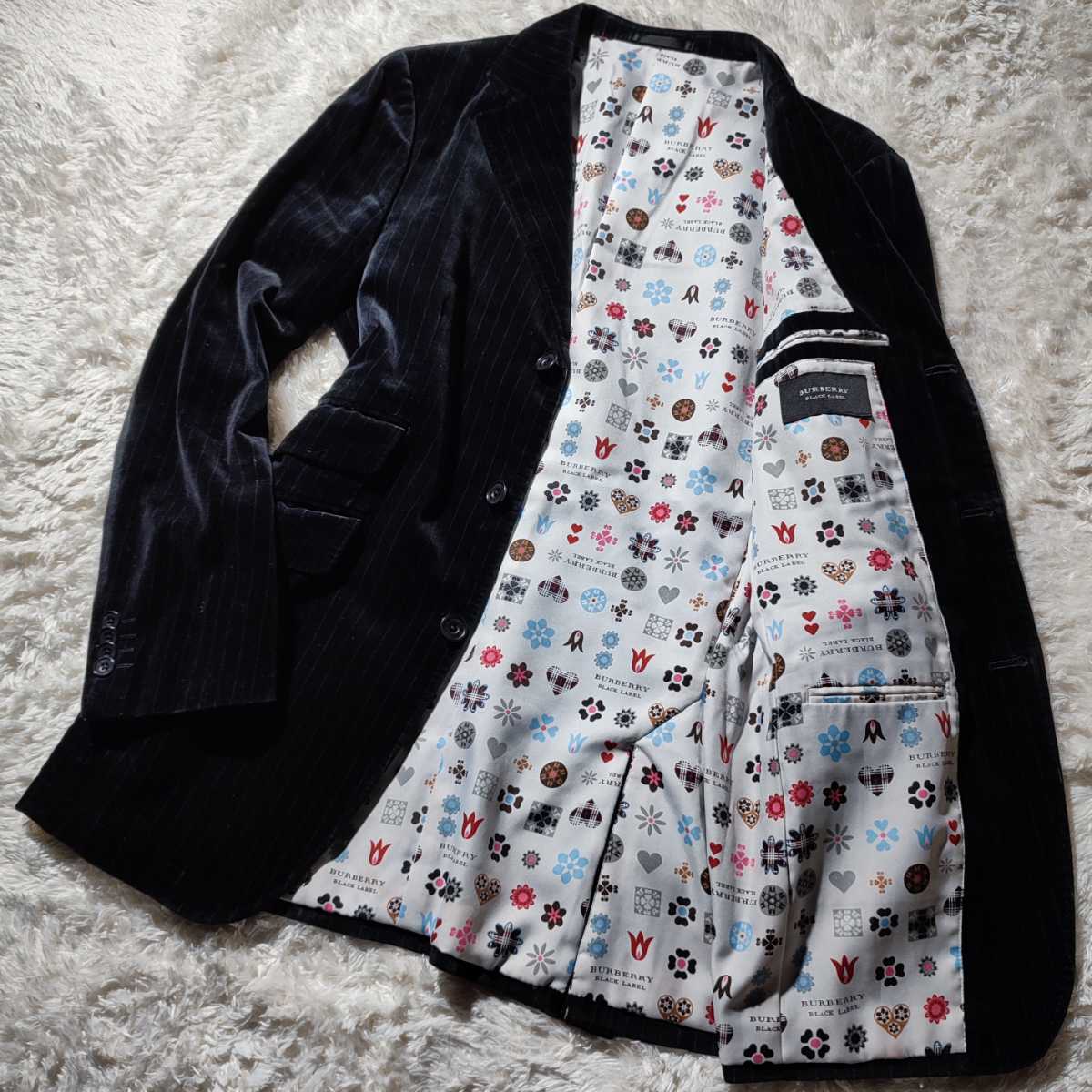 最安値，人気】 【極美品 希少L】BURBERRY BLACK LABEL ベロア 