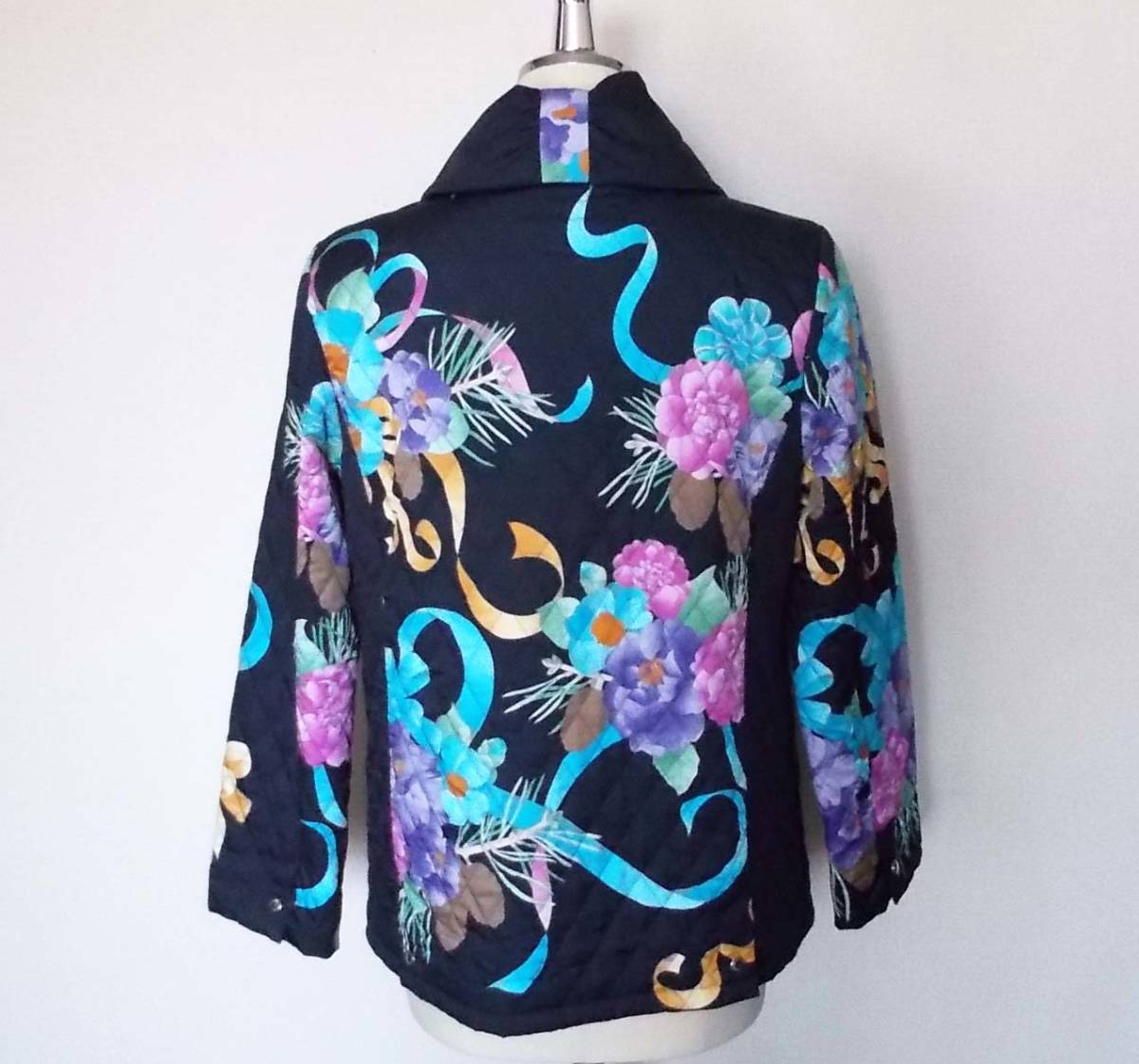 LEONARD レオナール☆ ネイビー系 花柄プリント中綿入 軽量