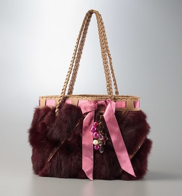 GJ8731◇アナスイ/ANNA SUI*蝶/ビジューチャーム付き*ファー 