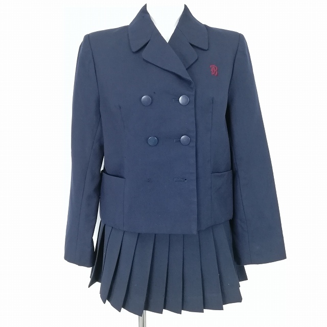 1円 ブレザー マイクロミニスカート 上下2点セット 指定 冬物 長袖 女子 学生服 東京忠生高校 紺 制服 中古 ランクB NA5553 1円 マイクロミニスカート ブレザー 大きいサイズ 指定 パレオ