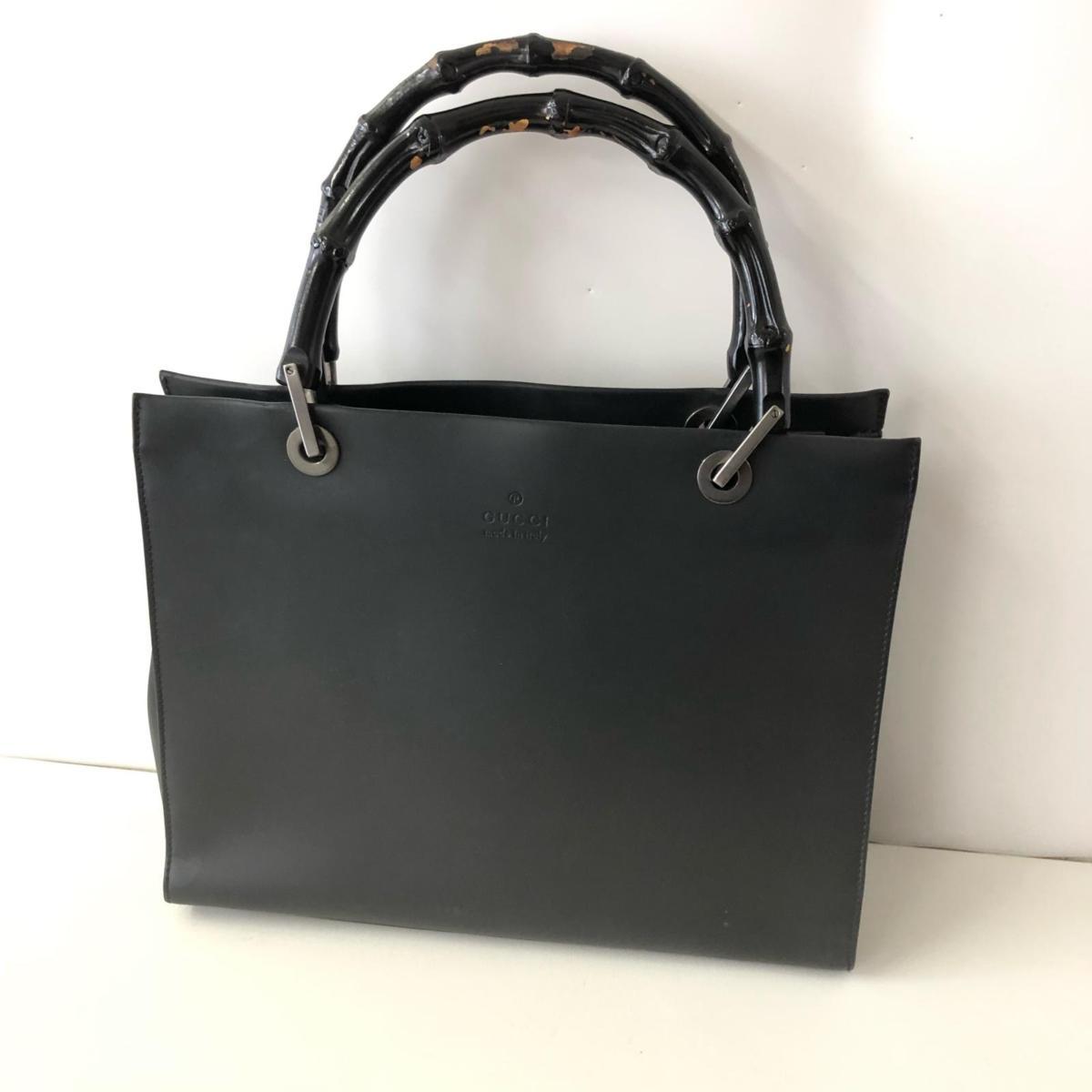 GUCCI グッチ バンブー レザー 2WAY ハンドバッグ ブラック
