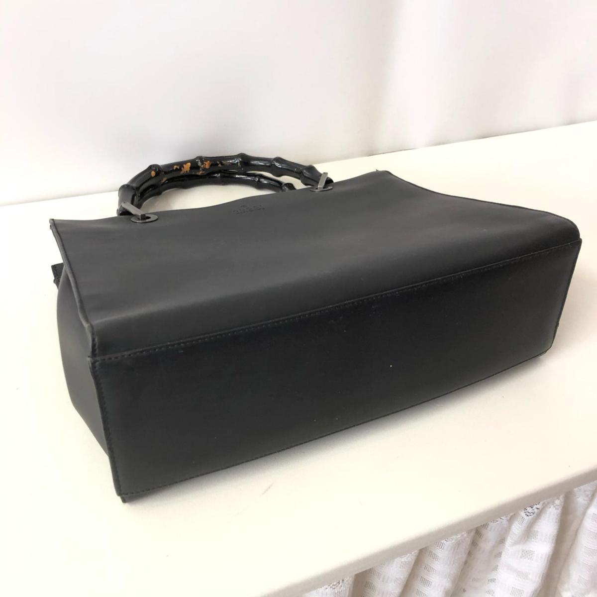 GUCCI グッチ バンブー レザー 2WAY ハンドバッグ ブラック