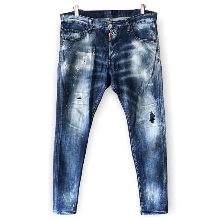 DSQUARED2 Medium Orange Country Wash Skinny Dan Jeans ディー 