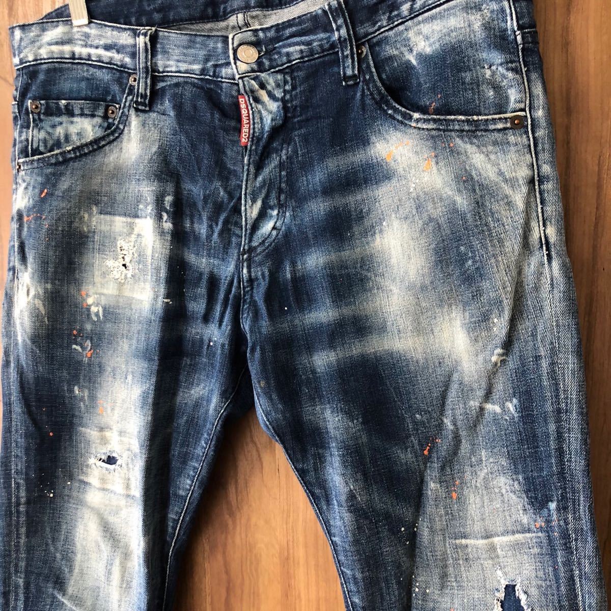 DSQUARED2 Medium Orange Country Wash Skinny Dan Jeans ディー 
